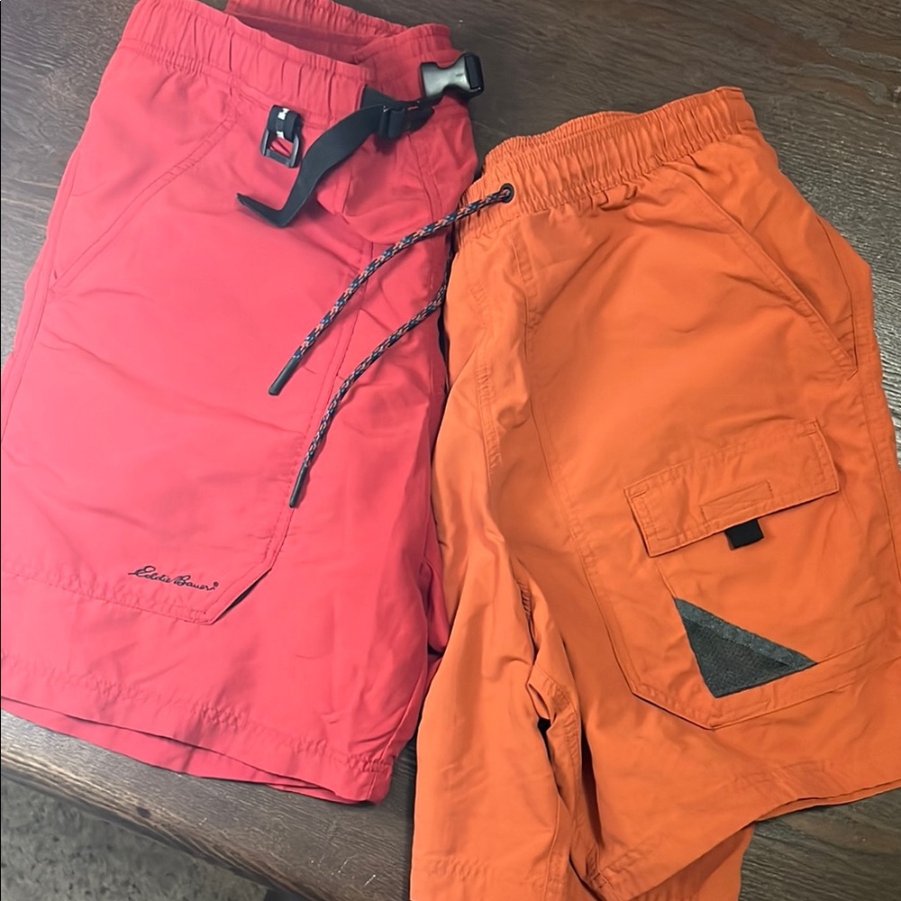 Men's Eddie Bauer Red and Orange cargo pocket multi function Shorts - Picture 10 of 10